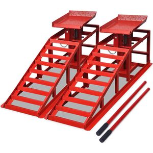 vidaXL Rampas de reparaci&oacute;n de coches 2 uds acero rojo