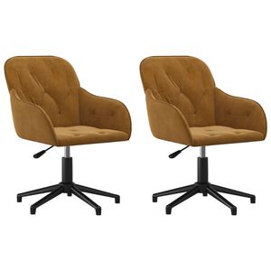 vidaXL Sillas de comedor giratorias 2 unidades terciopelo marr&oacute;n