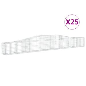 vidaXL Cestas de gaviones 25 uds forma de arco hierro 400x30x40/60 cm