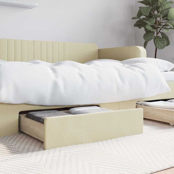 vidaXL Cajones de cama 2 uds madera ingeniería y cuero sintético crema