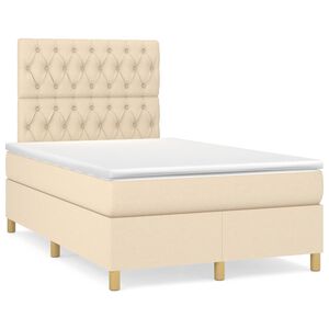 vidaXL Cama box spring con colch&oacute;n tela color crema 120x200 cm