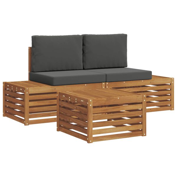 vidaXL Conjunto de sof&aacute;s de exterior 3 Pieza Natural y Antracita