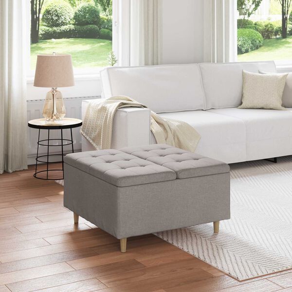 vidaXL Taburete con coj&iacute;n Taup&eacute; 80 x 80 x 45 cm tela