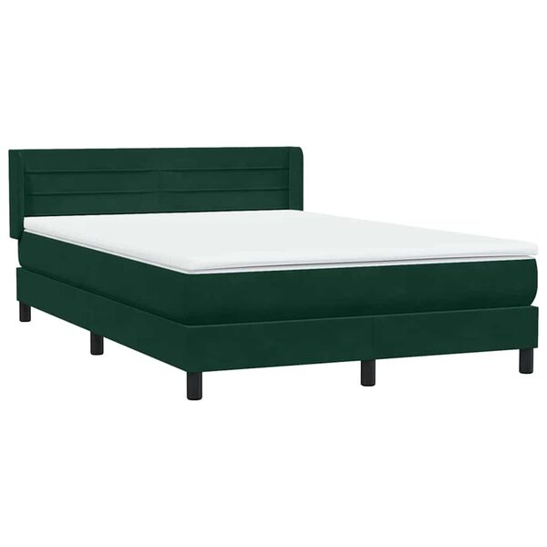 vidaXL Cama box spring con colch&oacute;n terciopelo verde oscuro 160x210 cm