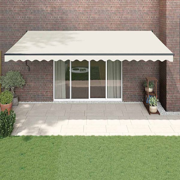 vidaXL Toldo retr&aacute;ctil autom&aacute;tico color crema 5x3 m