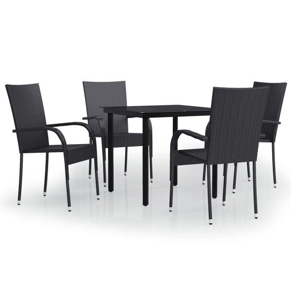 vidaXL Juego de comedor de jardín 5 piezas negro