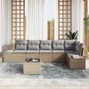 vidaXL Conjunto de sof&aacute; de jard&iacute;n 7 pcs Beige y gris rat&aacute;n sint&eacute;tico
