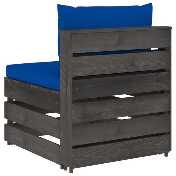 vidaXL Sof&aacute; central seccional con cojines madera impregnada gris