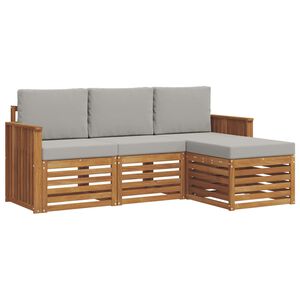 vidaXL Conjunto de sof&aacute;s de exterior 4 pcs Gris Natural y Claro