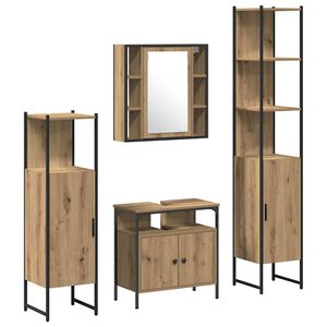 vidaXL Juego de muebles de ba&ntilde;o 4 uds. Roble artisan