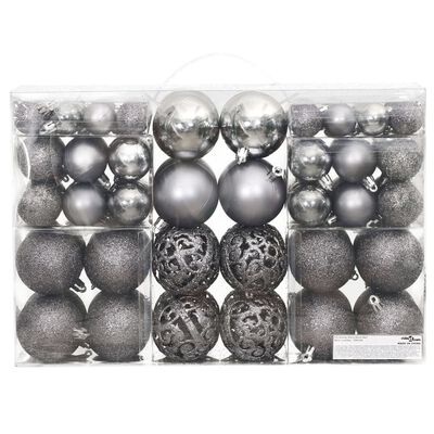 vidaXL Bolas de Navidad 100 unidades gris 3 / 4 / 6 cm