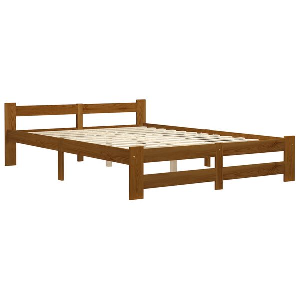 vidaXL Estructura cama sin colch&oacute;n madera pino marr&oacute;n miel 160x200 cm