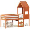 vidaXL Cama alta con techo madera maciza de pino marr&oacute;n cera 90x190 cm