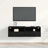 vidaXL Mueble de TV Montado en la Pared Roble Negro 100 x 30 x 30 cm