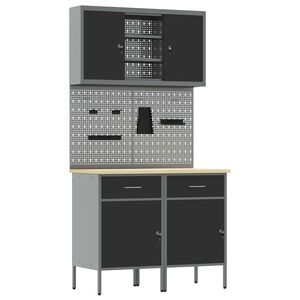 vidaXL Conjunto de armarios de trabajo con caj&oacute;n Manual 8 uds. Gris