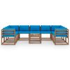 vidaXL Set de muebles de jard&iacute;n 10 piezas con cojines azul claro