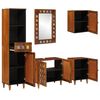 vidaXL Juego de muebles de ba&ntilde;o 5 pcs Nogal Madera de mango maciza
