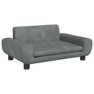 vidaXL Sof&aacute; para ni&ntilde;os de terciopelo gris oscuro 70x45x33 cm