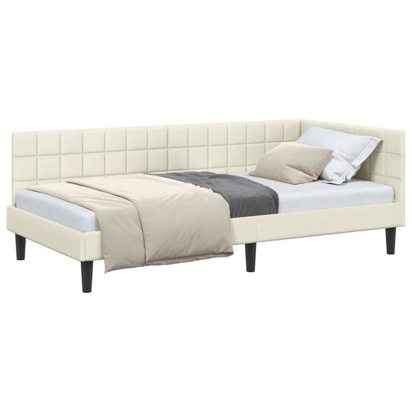 vidaXL Estructura de cama en esquina Crema 90 x 200 cm Terciopelo