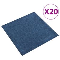 vidaXL Baldosas de suelo de moqueta 20 uds 5 m² 50x50 cm azul oscuro