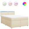 vidaXL Cama box spring con colch&oacute;n tela color crema 160x200 cm