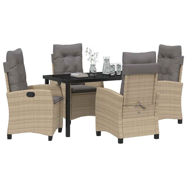 vidaXL Conjunto de Comedor de Jard&iacute;n 5 pcs Beige rat&aacute;n sint&eacute;tico