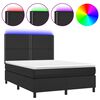 vidaXL Cama box spring colch&oacute;n y LED cuero sint&eacute;tico negro 140x200 cm