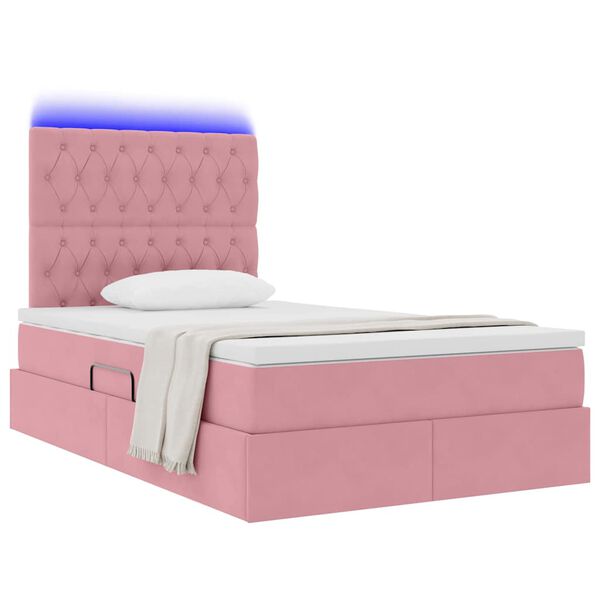 vidaXL Cama con almacenamiento y LED Rosa 120 x 200 cm Terciopelo