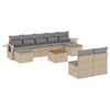 vidaXL Juego de sof&aacute;s jard&iacute;n con cojines beige 10 pzas rat&aacute;n sint&eacute;tico
