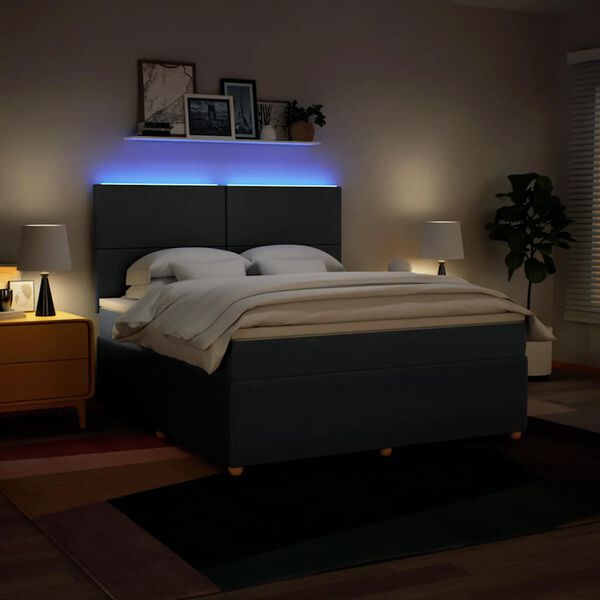 vidaXL Cama box spring con colch&oacute;n tela azul 180x200 cm