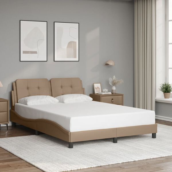 vidaXL Estructura de cama con LED sin colch&oacute;n Zadar capuchino 140x190 cm