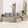 vidaXL Conjunto de sof&aacute; de jard&iacute;n 6 pcs Beige rat&aacute;n sint&eacute;tico