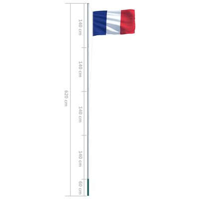 vidaXL Bandera de Francia y mástil de aluminio 6,2 m