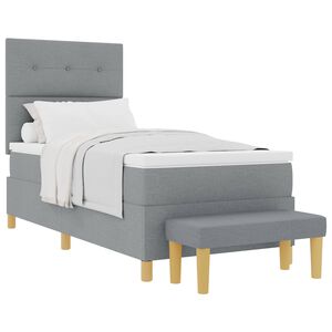 vidaXL Cama tipo Box Spring con colch&oacute;n Gris claro 90 x 190 cm tela