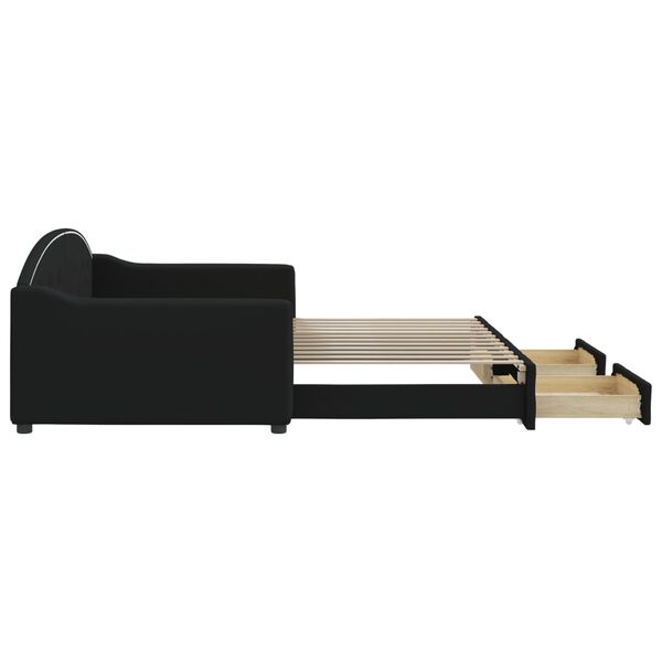 vidaXL Sof&aacute; cama nido con cajones tela negro 100x200 cm
