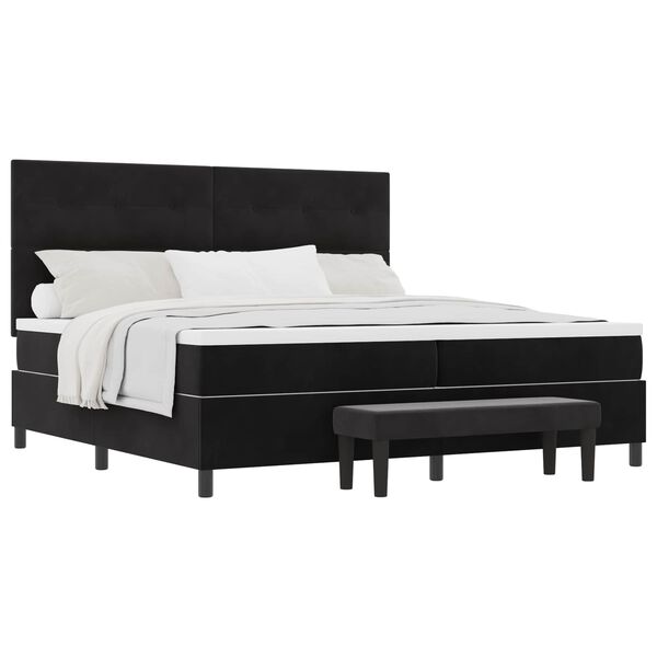 vidaXL Cama tipo Box Spring con colch&oacute;n Negro 200 x 200 cm Terciopelo