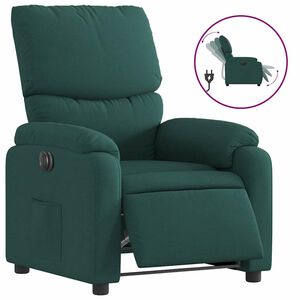 vidaXL Sill&oacute;n reclinable el&eacute;ctrico tela verde oscuro