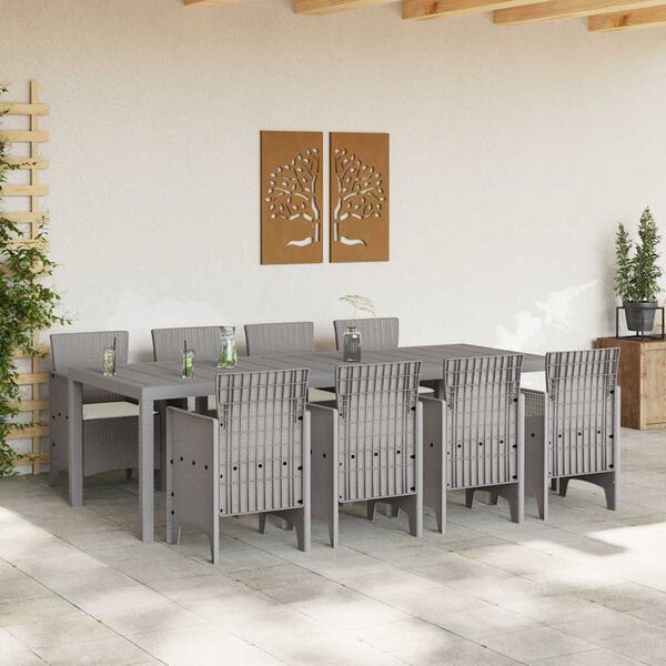 vidaXL Conjunto de Comedor de Jardín 9 pcs Blanco Ratan Polt