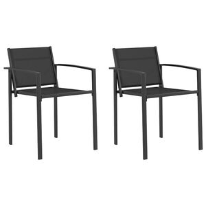 vidaXL Sillas de jard&iacute;n 2 uds. Negro y Antracita Tela Textilene