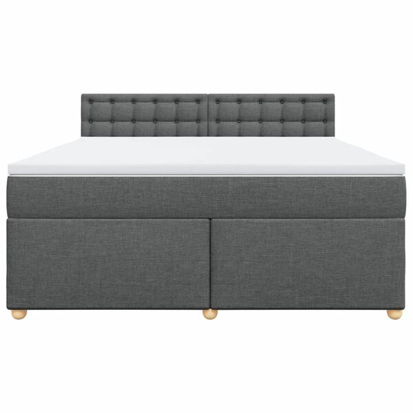 vidaXL Cama box spring con colch&oacute;n tela gris oscuro 180x200 cm