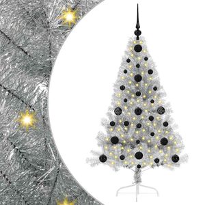 vidaXL &Aacute;rbol de Navidad Artificial Preiluminado Plateado 120 cm PET