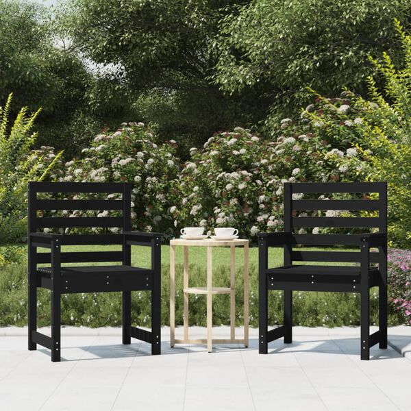 vidaXL Sillas de jard&iacute;n 2 uds madera maciza pino negro 60x48x91 cm