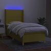 vidaXL Cama box spring colch&oacute;n y luces LED tela verde 90x190 cm