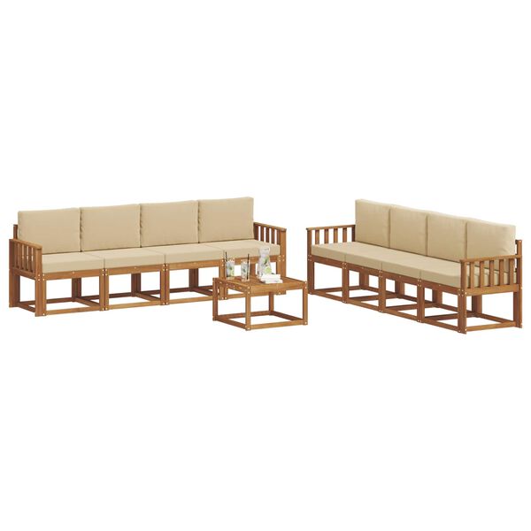 vidaXL Conjunto de sof&aacute;s de exterior con coj&iacute;n 9 pcs Natural y Beige
