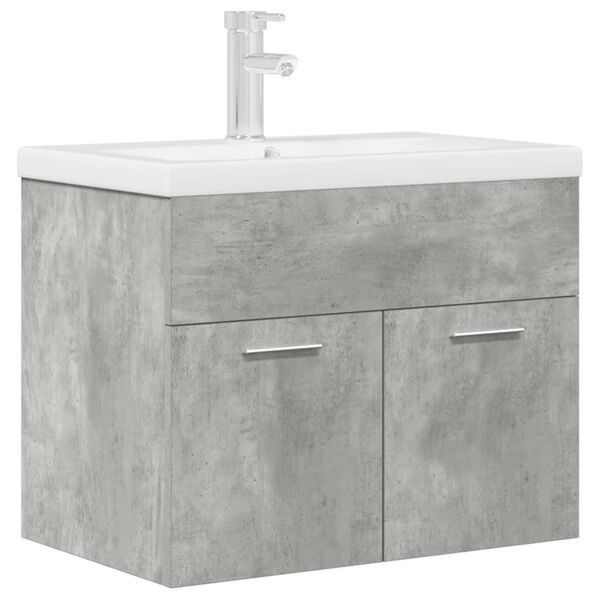 vidaXL Mueble de ba&ntilde;o con lavabo incorporado y grifo gris hormig&oacute;n