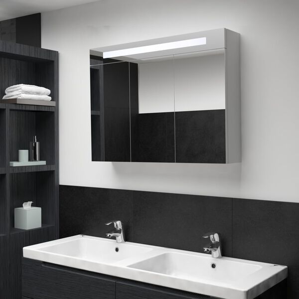 vidaXL Mueble de ba&ntilde;o con espejo LED 88x13x62 cm