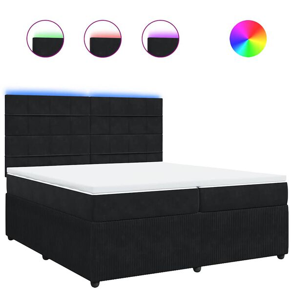 vidaXL Cama box spring con colch&oacute;n terciopelo negro 200x200 cm