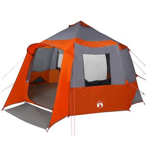 vidaXL Tienda de campa&ntilde;a para 12 personas 10 personas Gris y naranja