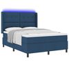vidaXL Cama Box Spring LED con colch&oacute;n Azul 140 x 200 cm tela