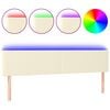 vidaXL Cabecero con LED cuero sint&eacute;tico color crema 160x5x78/88 cm